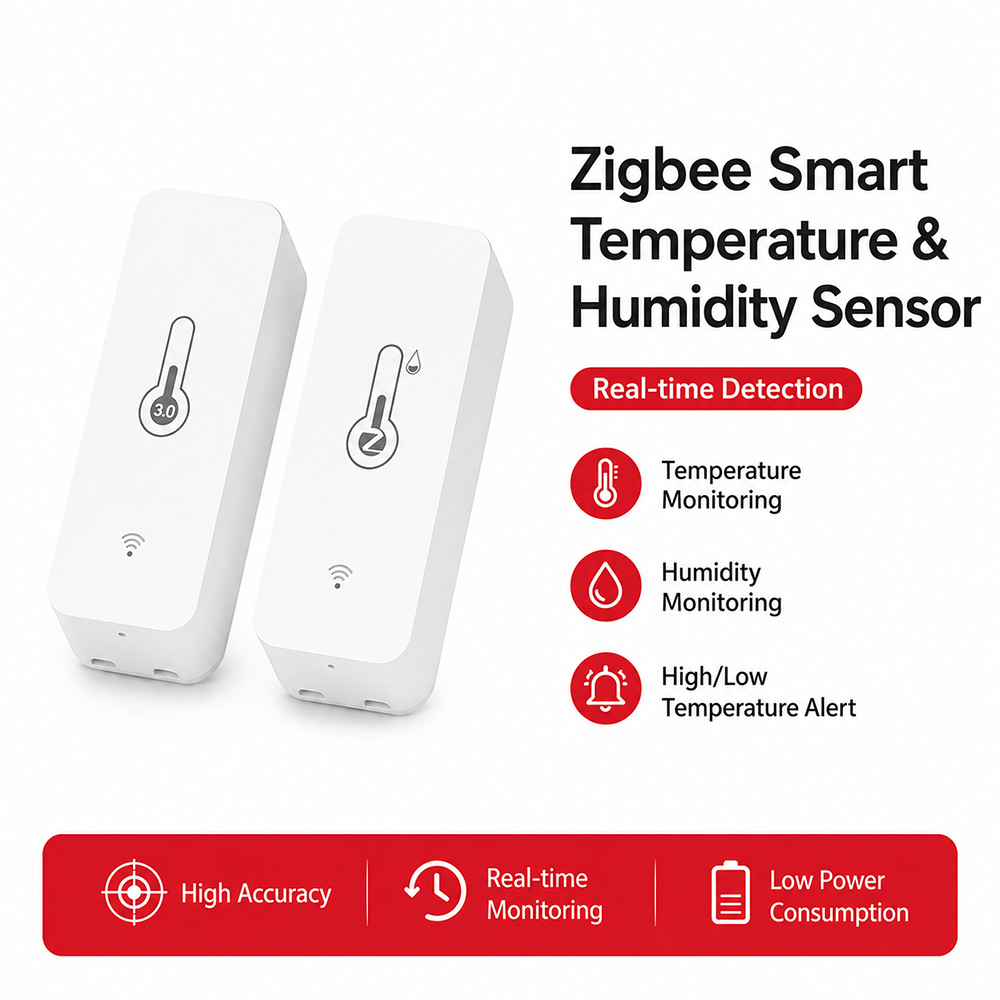 Smart Home Tablet - Sensor de Temperatura e Umidade Zigbee,