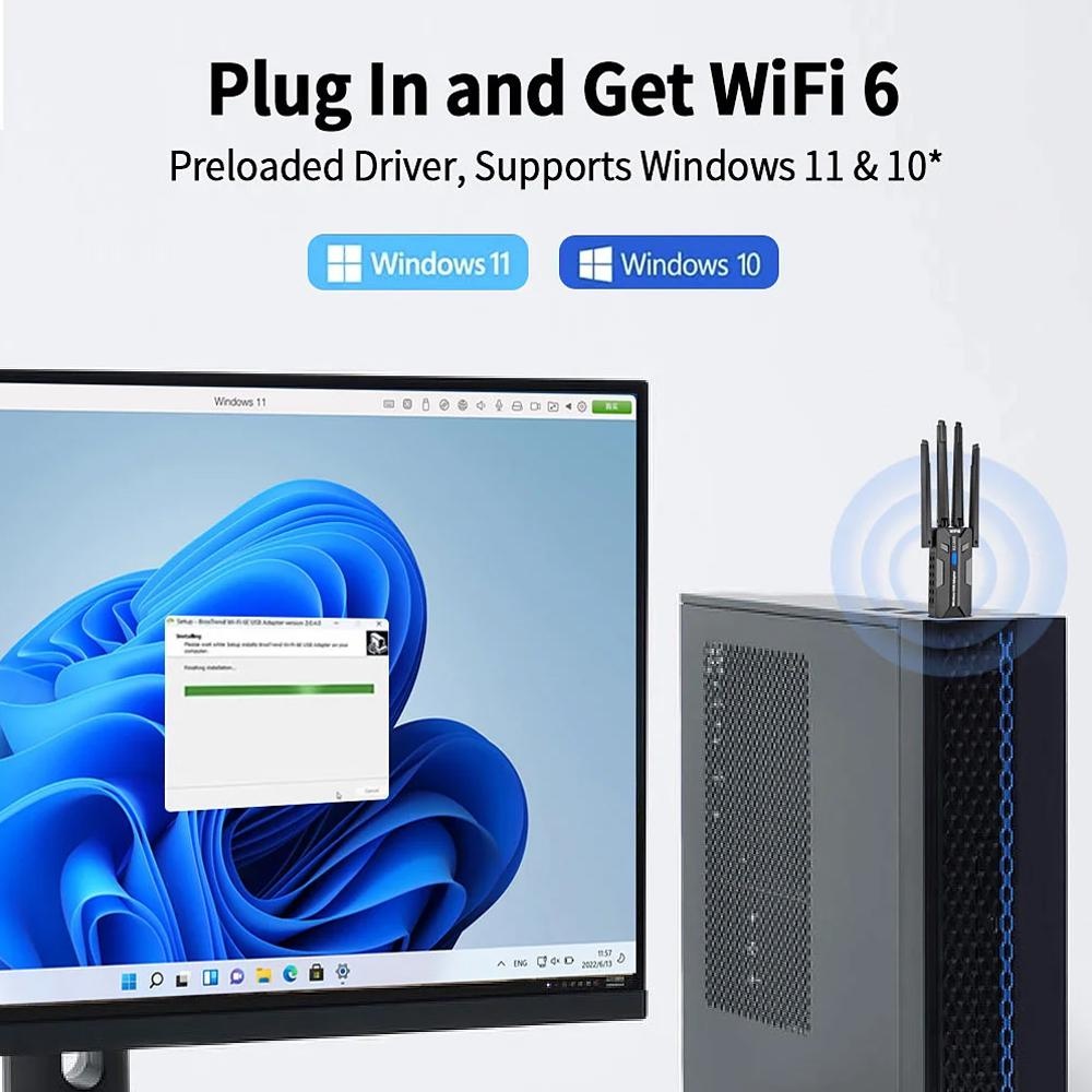 Adaptador WiFi 6 USB 3.0 1800  - Smart Home For Pc avaliação e preço